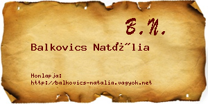 Balkovics Natália névjegykártya